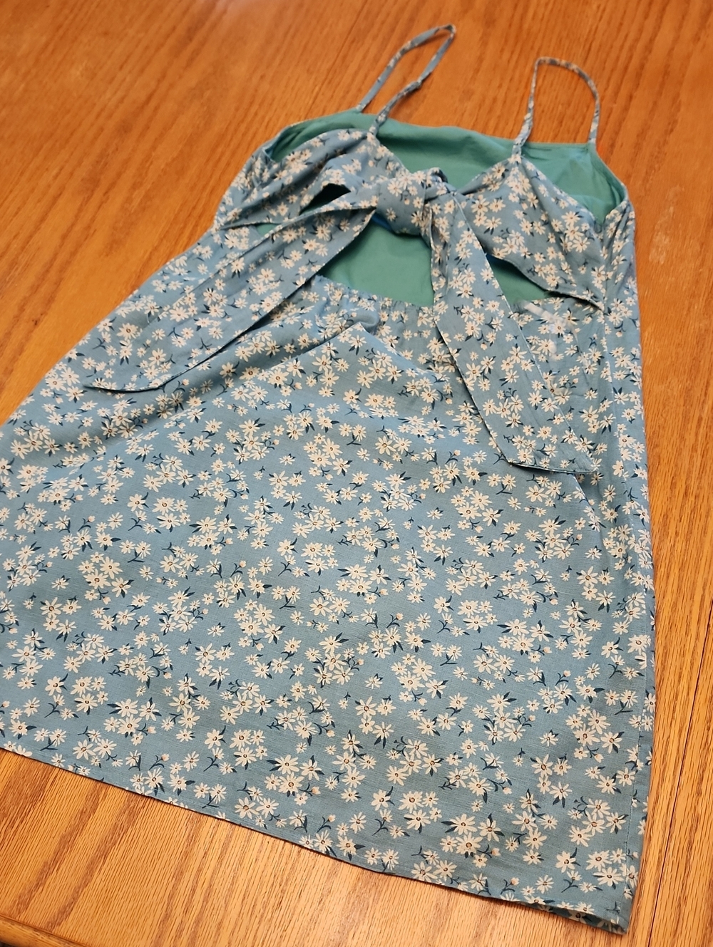 American Eagle Blue Floral Cotton Slip Dress with White Daisies - Picture 15 of 17